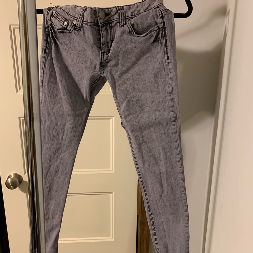 Purple gray wash jeans
